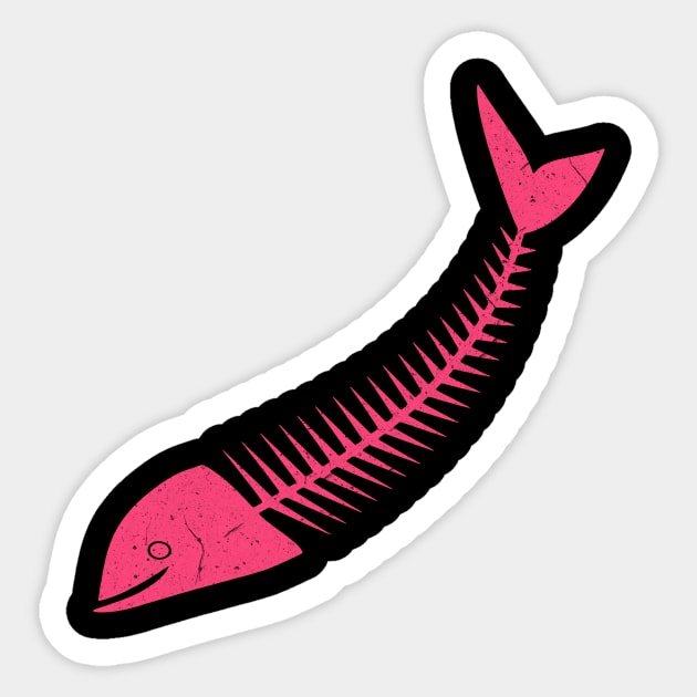 Fishbones - pink Sticker by PharaohCloset